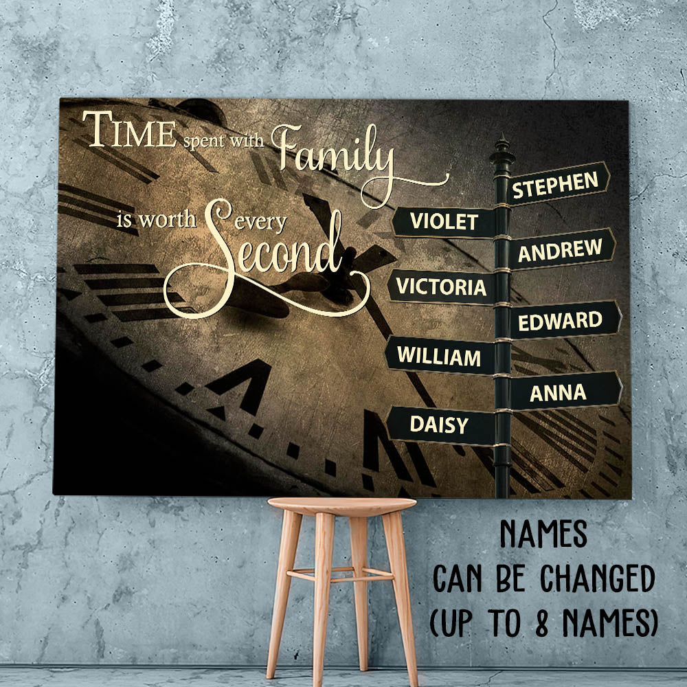 Time Spent With Family - Personalized Custom Name Canvas