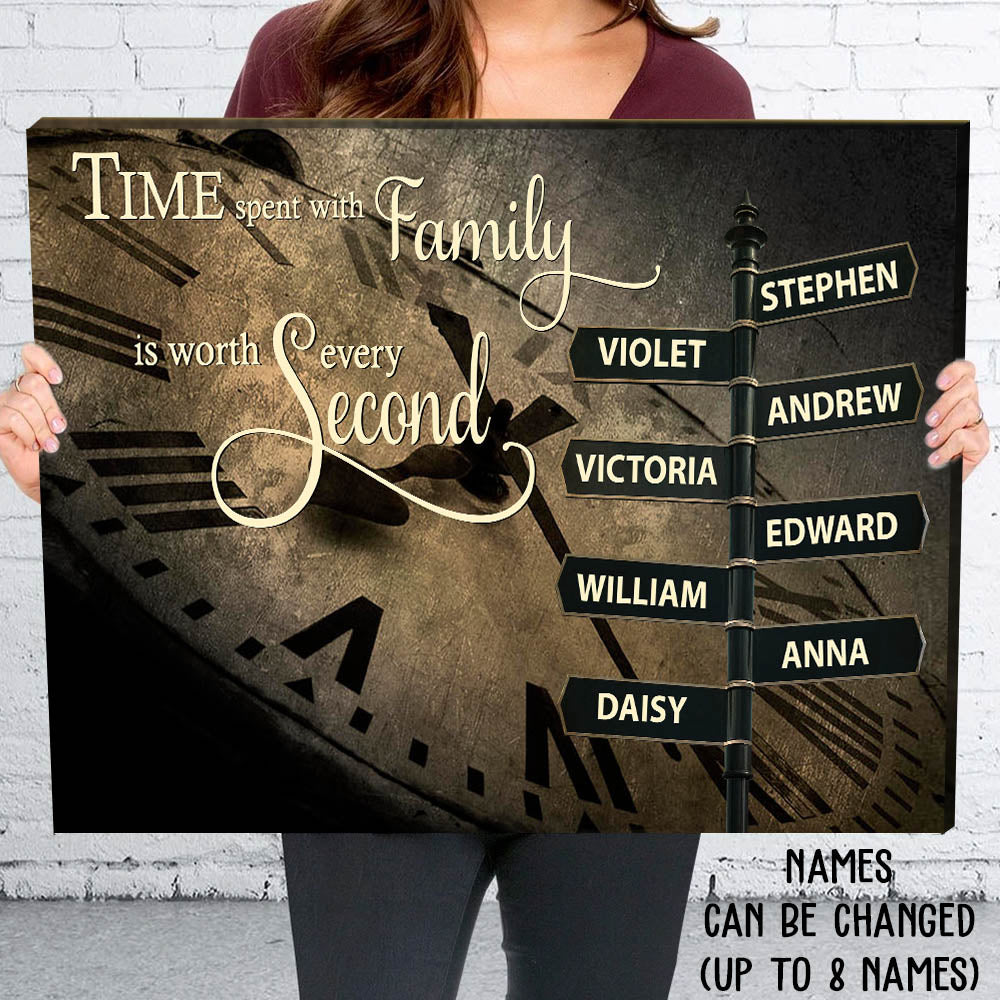 Time Spent With Family - Personalized Custom Name Canvas