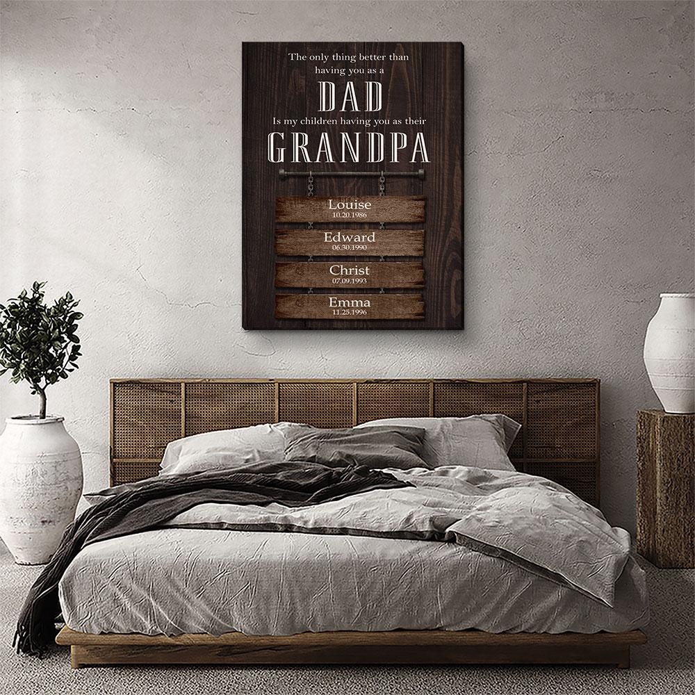 Proud Dad And Grandpa - Personalized Custom Name Canvas