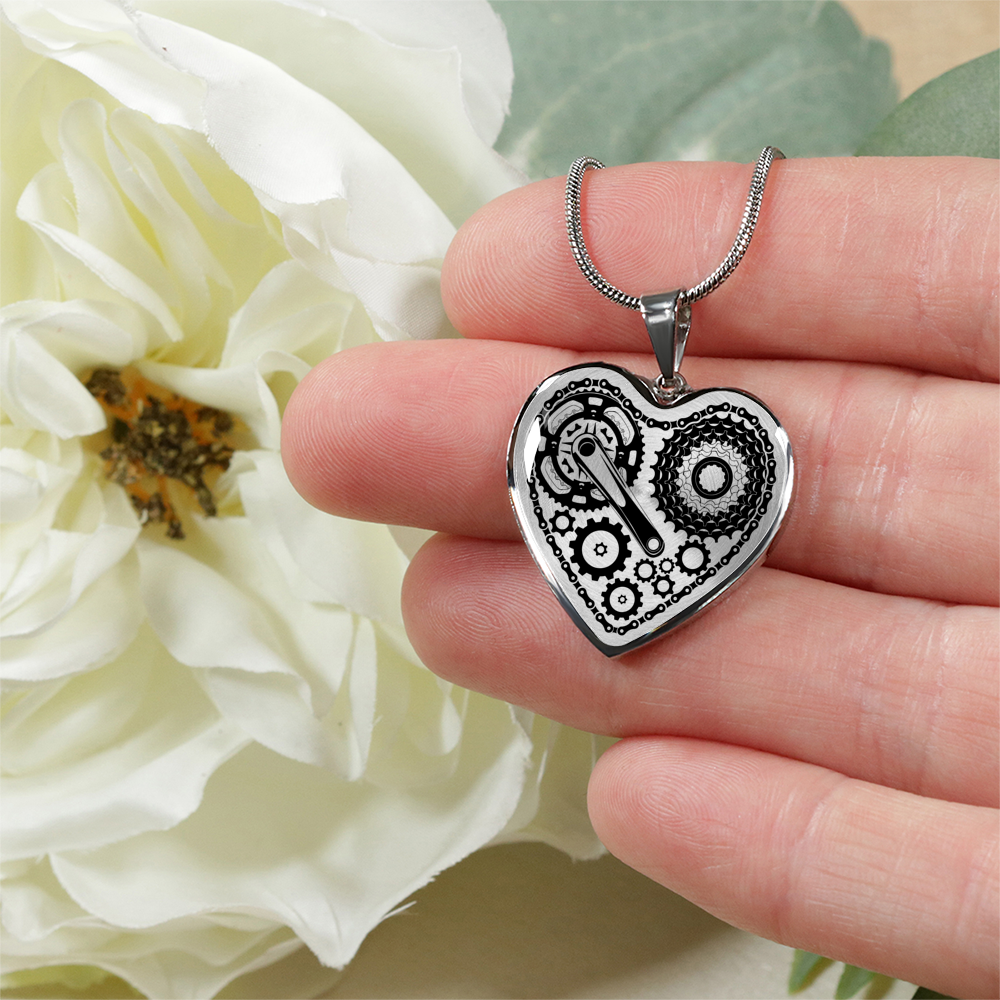 BICYCLE CHAIN HEART NECKLACE