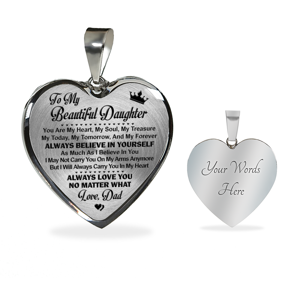 TO MY BEAUTIFUL DAUGHTER - SILVER VERSION - NECKLACE & BANGLE