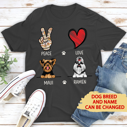 Peace Love Dog - Personalized Custom Unisex T-shirt