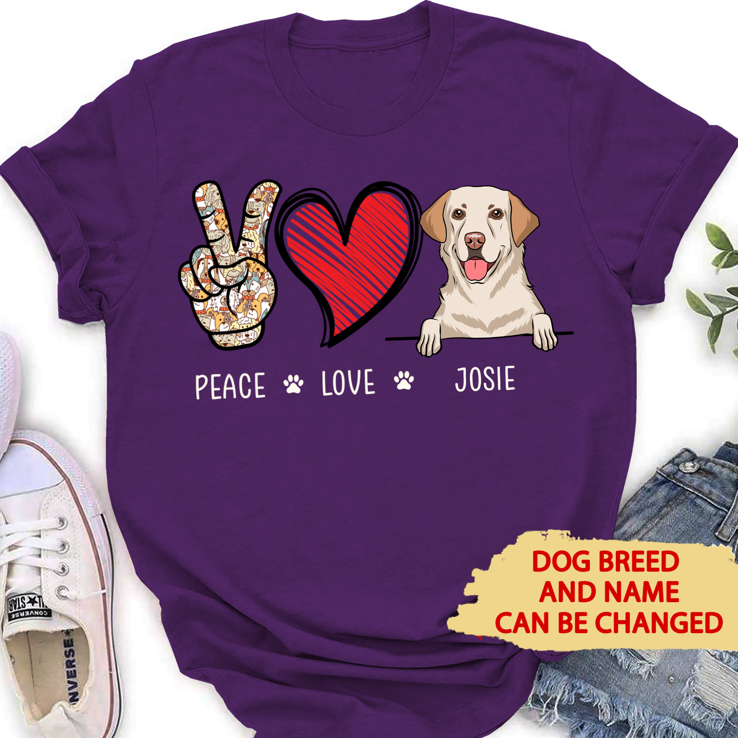 Peace Love Dog - Personalized Custom Unisex T-shirt