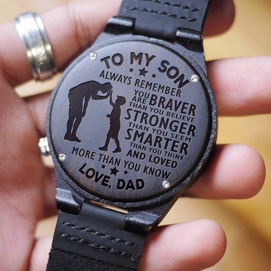 SON DAD - ALWAYS REMEMBER - WOOD WATCH