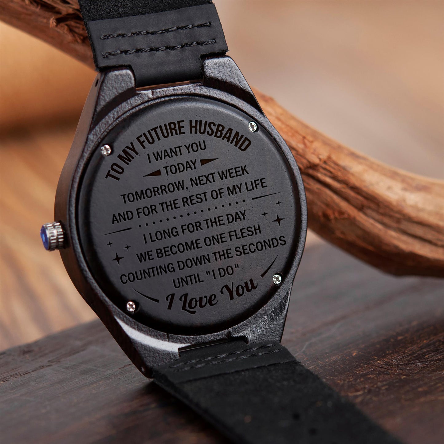 FUTURE HUSBAND - COUNTING DOWN THE SECONDS - WOOD WATCH