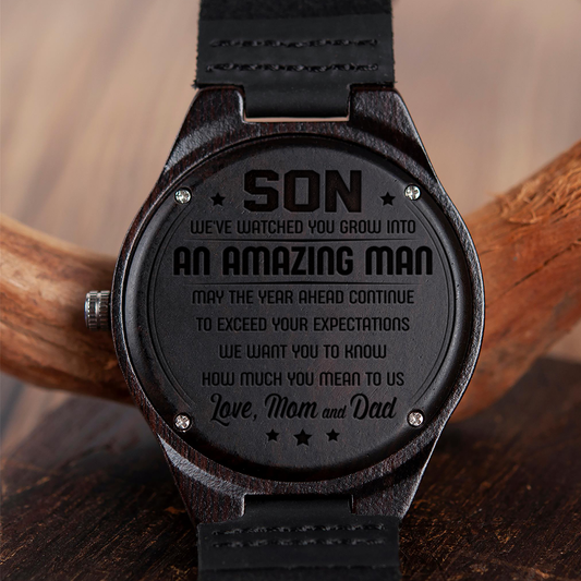 SON PARENTS 1 - AN AMAZING MAN -  WOOD WATCH