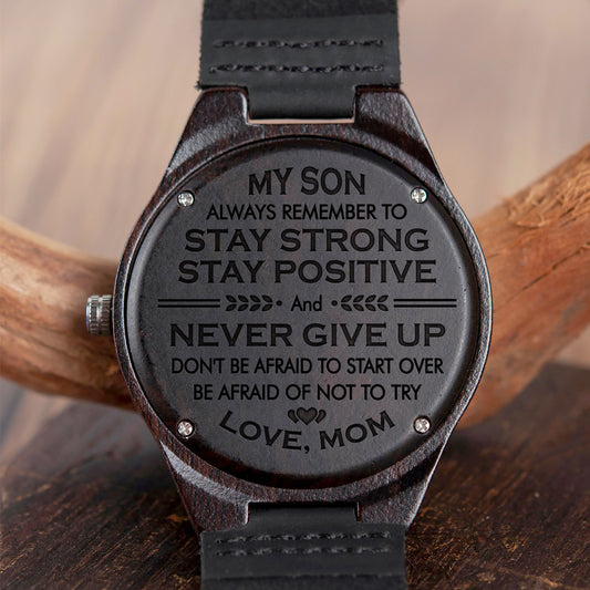 SON MOM - STAY STRONG - WOOD WATCH