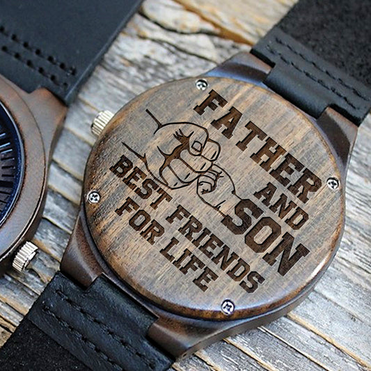 SON DAD - BEST FRIENDS FOR LIFE - WOOD WATCH