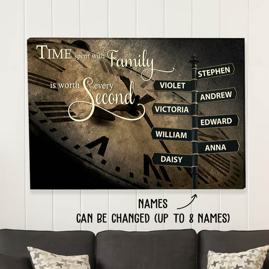 Time Spent With Family - Personalized Custom Name Canvas