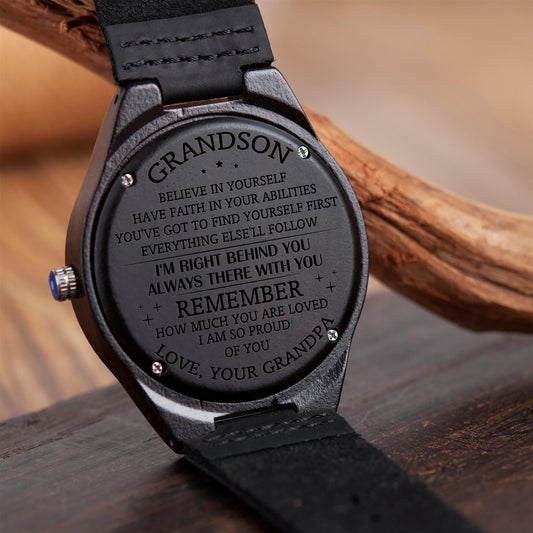 GRANDSON GRANDPA - HAVE FAITH IN YOUR ABILITIES - WOOD WATCH