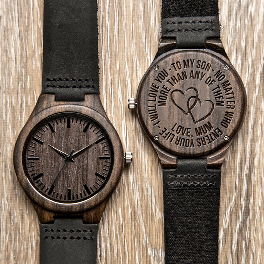 SON MUM - LOVE YOU MORE - WOOD WATCH