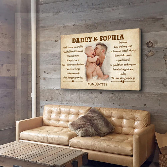 Walk Beside Me, Daddy - Personalized Custom Photo Canvas