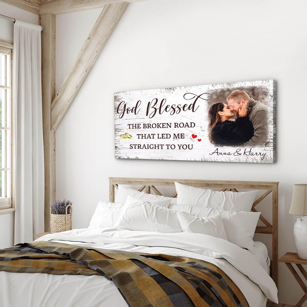 God Blessed The Broken Road 2 - Personalized Custom Name Canvas