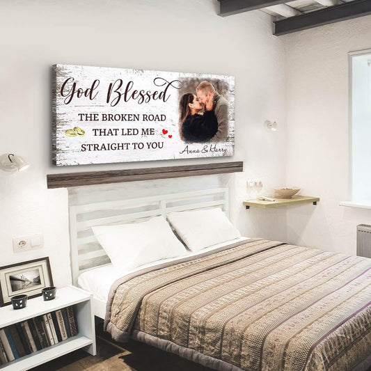 God Blessed The Broken Road 2 - Personalized Custom Name Canvas
