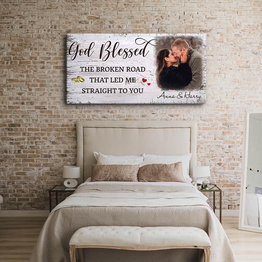 God Blessed The Broken Road 2 - Personalized Custom Name Canvas