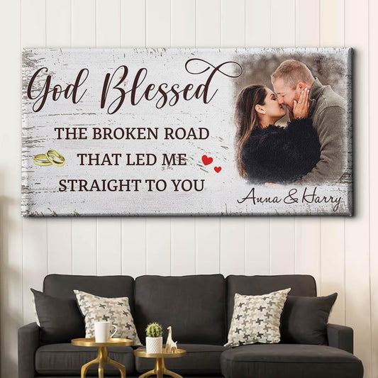 God Blessed The Broken Road 2 - Personalized Custom Name Canvas