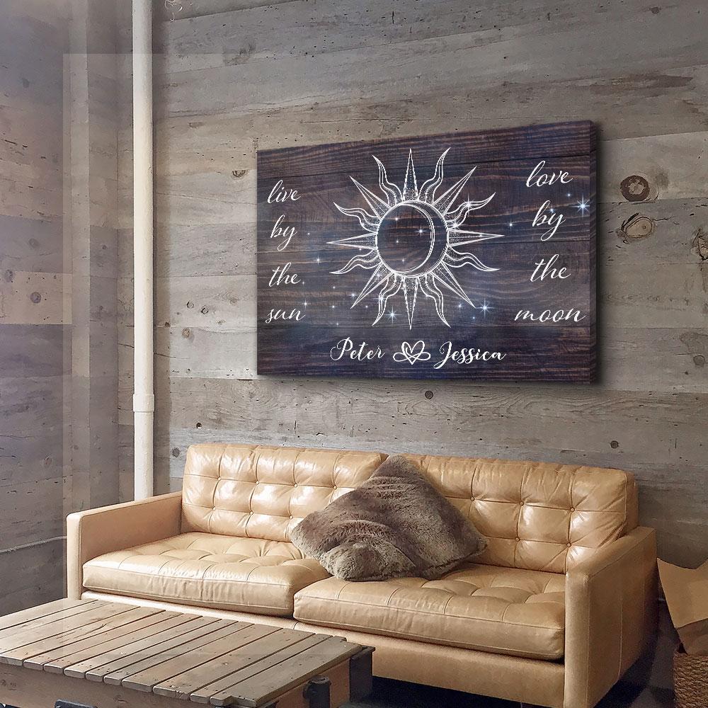 Love By The Moon - Personalized Custom Name Canvas