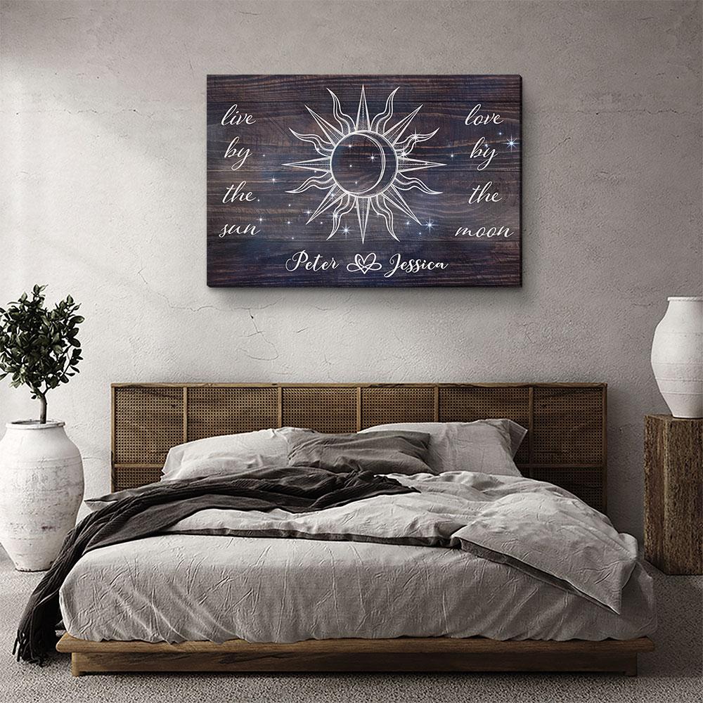 Love By The Moon - Personalized Custom Name Canvas
