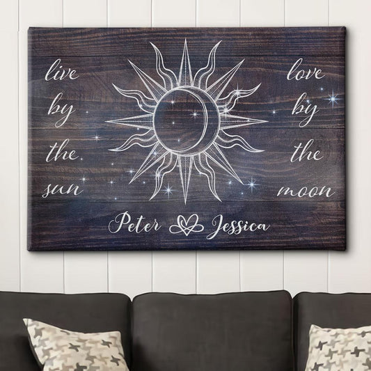 Love By The Moon - Personalized Custom Name Canvas