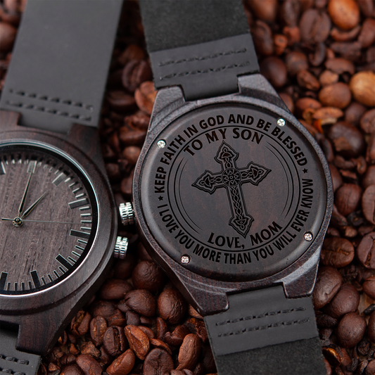 SON MOM - KEEP FAITH - WOOD WATCH