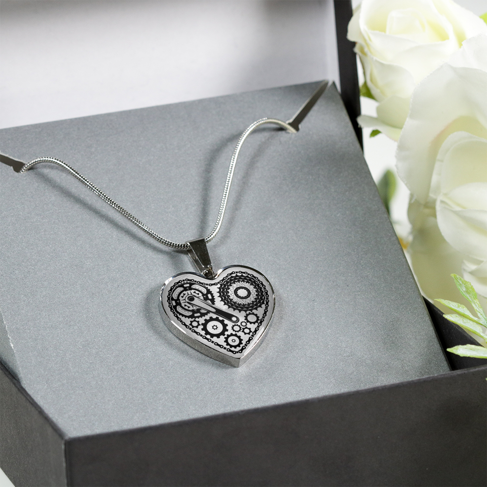 BICYCLE CHAIN HEART NECKLACE