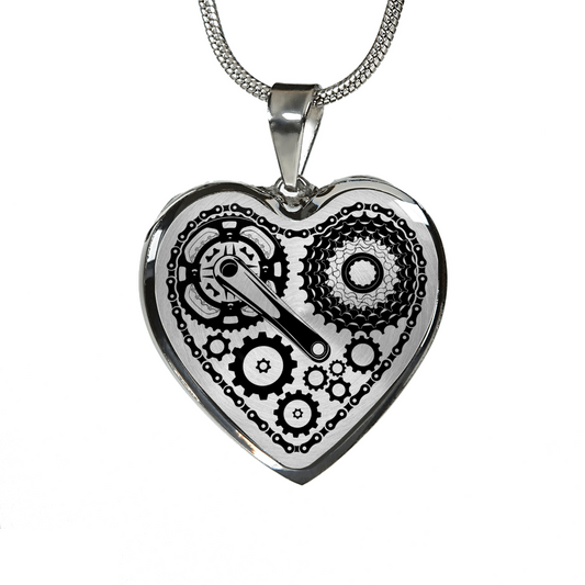 BICYCLE CHAIN HEART NECKLACE