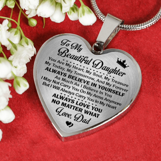 TO MY BEAUTIFUL DAUGHTER - SILVER VERSION - NECKLACE & BANGLE