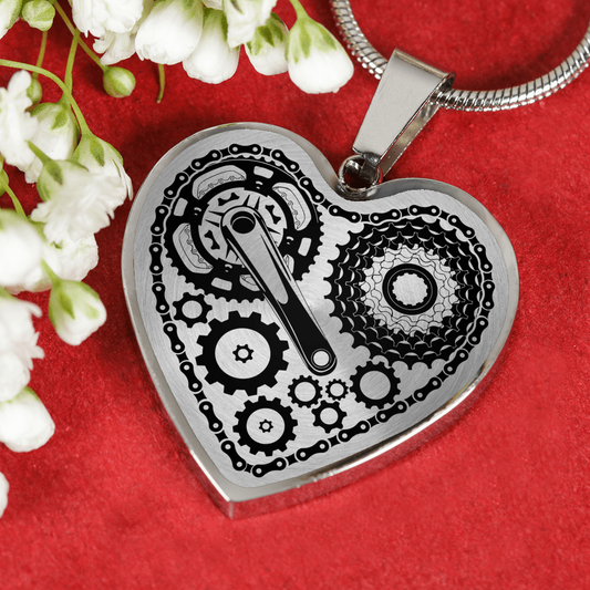 BICYCLE CHAIN HEART NECKLACE