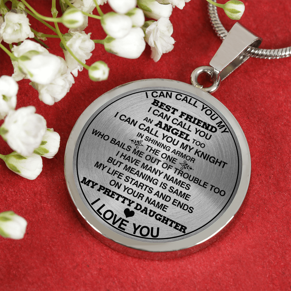 FOR MY PRETTY DAUGHTER - NECKLACE & BANGLE - 18K GOLD FINISH & SILVER