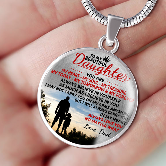 DAUGHTER DAD NECKLACE - HIGH QUALITY - REAL 18K GOLD FINISH & SILVER