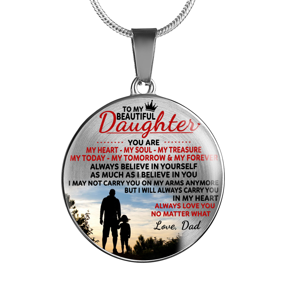 DAUGHTER DAD NECKLACE - HIGH QUALITY - REAL 18K GOLD FINISH & SILVER