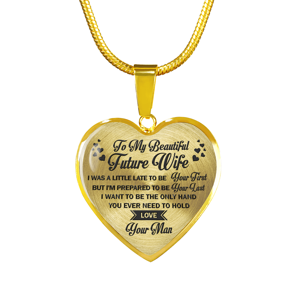 TO MY BEAUTIFUL FUTURE WIFE - NECKLACE & BANGLE - SILVER & REAL 18K GOLD FINISH