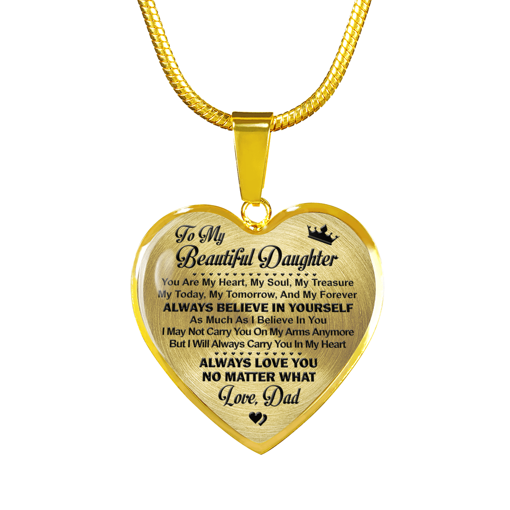 TO MY BEAUTIFUL DAUGHTER - 18k GOLD FINISH - NECKLACE & BANGLE