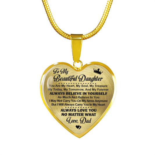 TO MY BEAUTIFUL DAUGHTER - 18k GOLD FINISH - NECKLACE & BANGLE