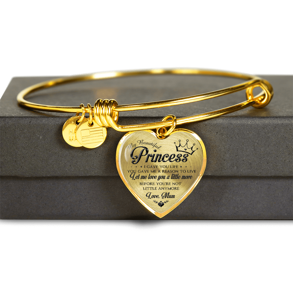 MY BEAUTIFUL PRINCESS - NECKLACE & BANGLE - REAL 18K GOLD FINISH & SILVER VERSION