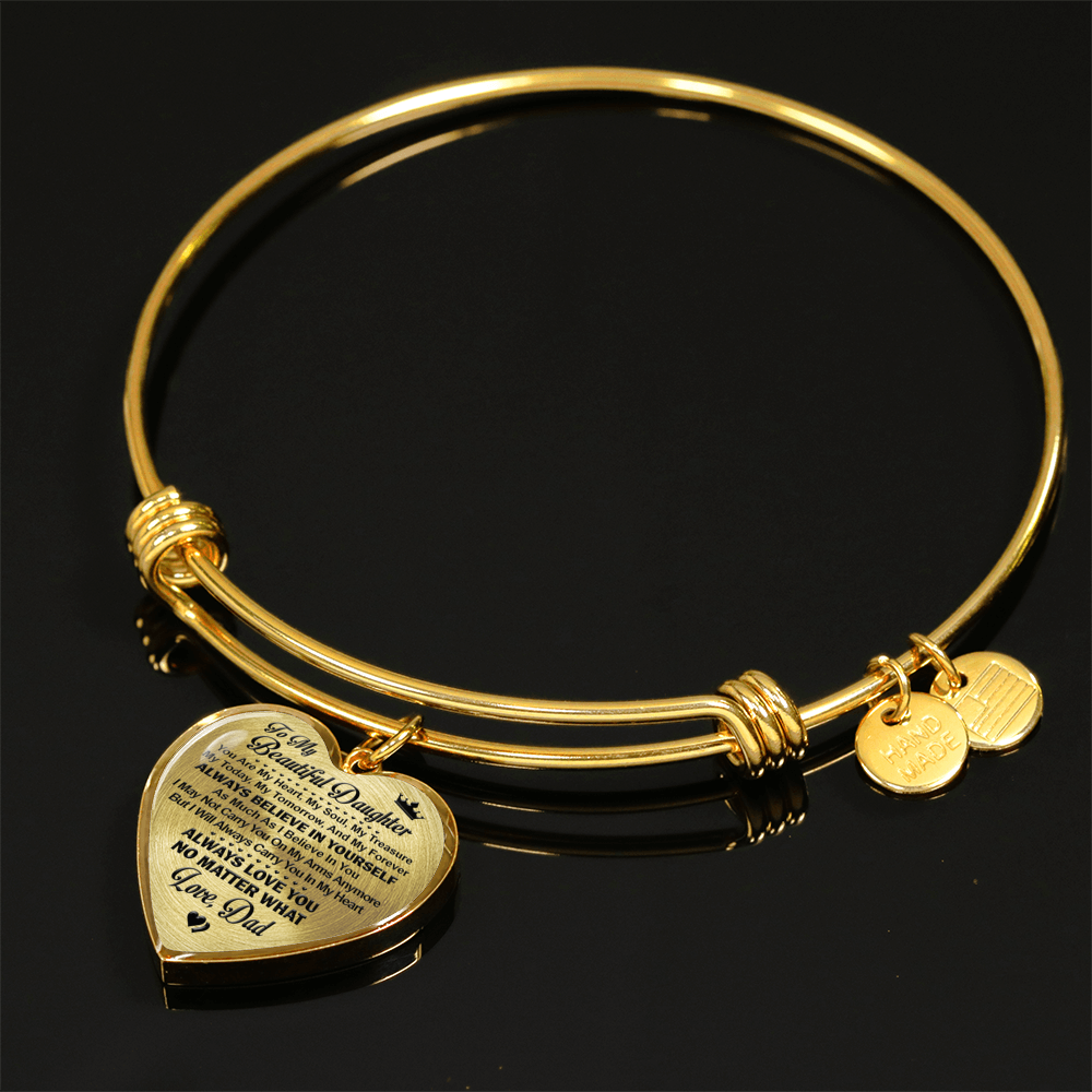TO MY BEAUTIFUL DAUGHTER - 18k GOLD FINISH - NECKLACE & BANGLE