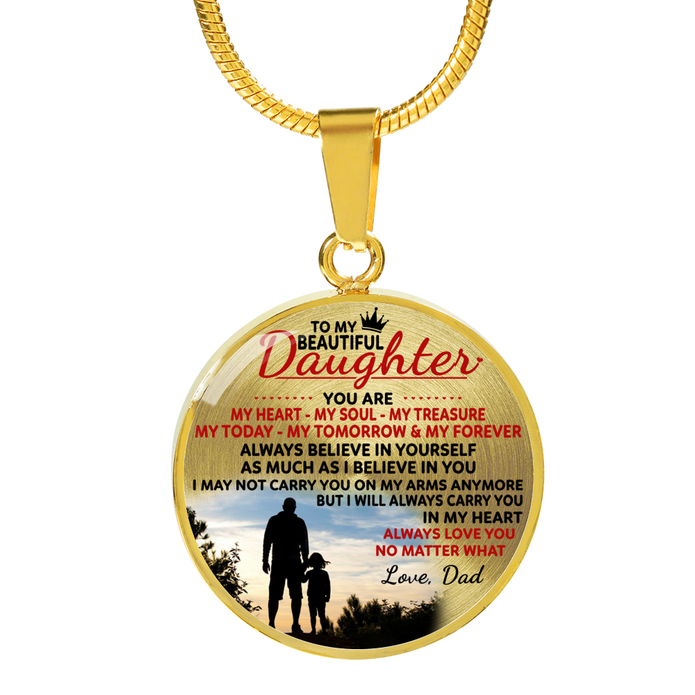 DAUGHTER DAD NECKLACE - HIGH QUALITY - REAL 18K GOLD FINISH & SILVER