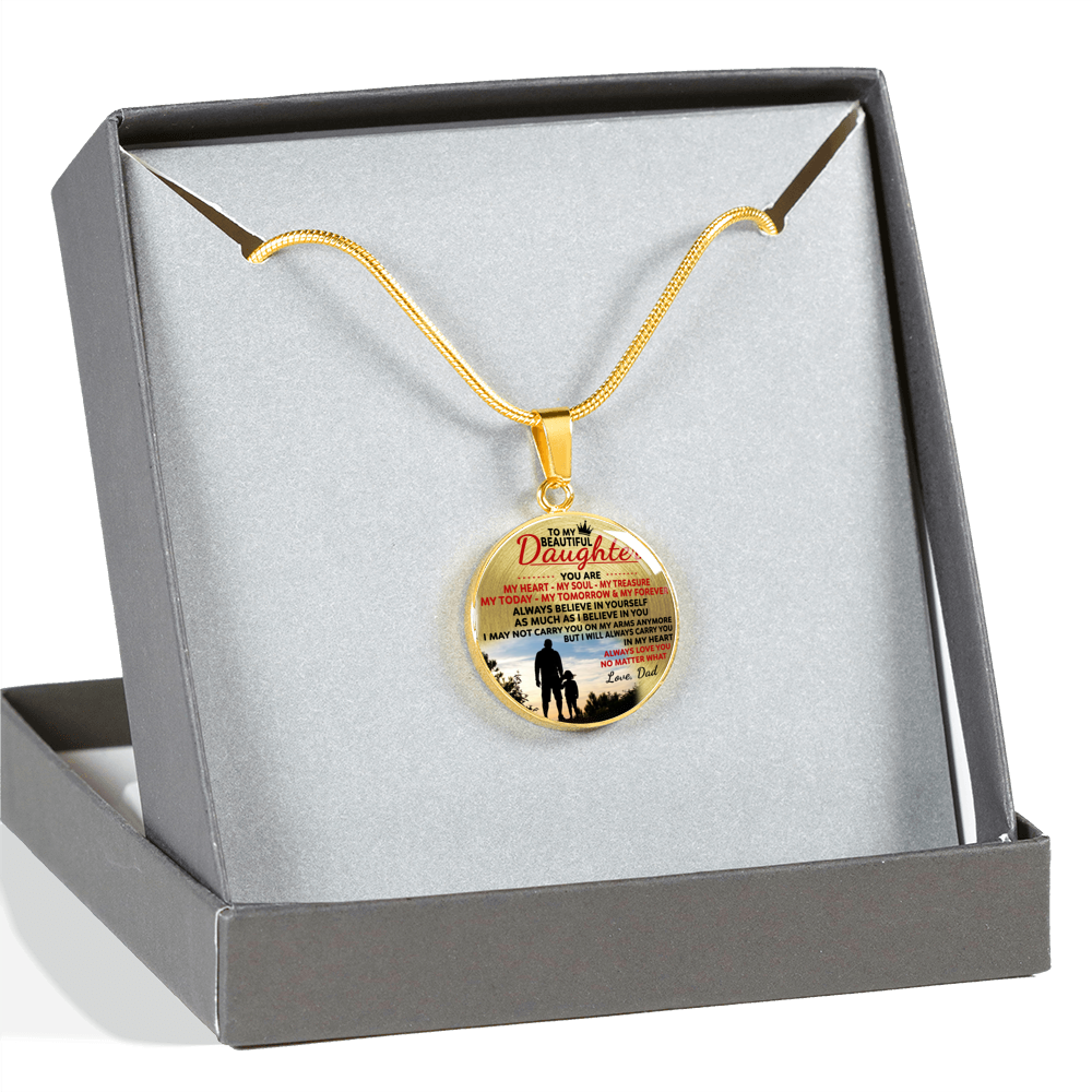 DAUGHTER DAD NECKLACE - HIGH QUALITY - REAL 18K GOLD FINISH & SILVER