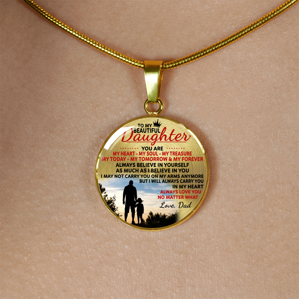 DAUGHTER DAD NECKLACE - HIGH QUALITY - REAL 18K GOLD FINISH & SILVER