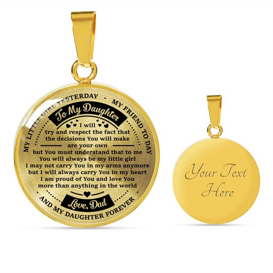 TO MY DAUGHTER - NECKLACE & BANGLE - REAL 18K GOLD FINISH