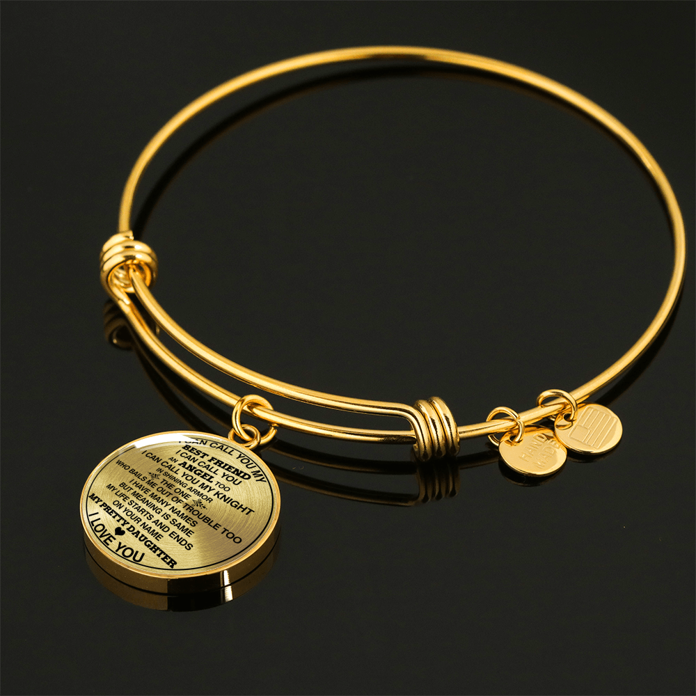 FOR MY PRETTY DAUGHTER - NECKLACE & BANGLE - 18K GOLD FINISH & SILVER