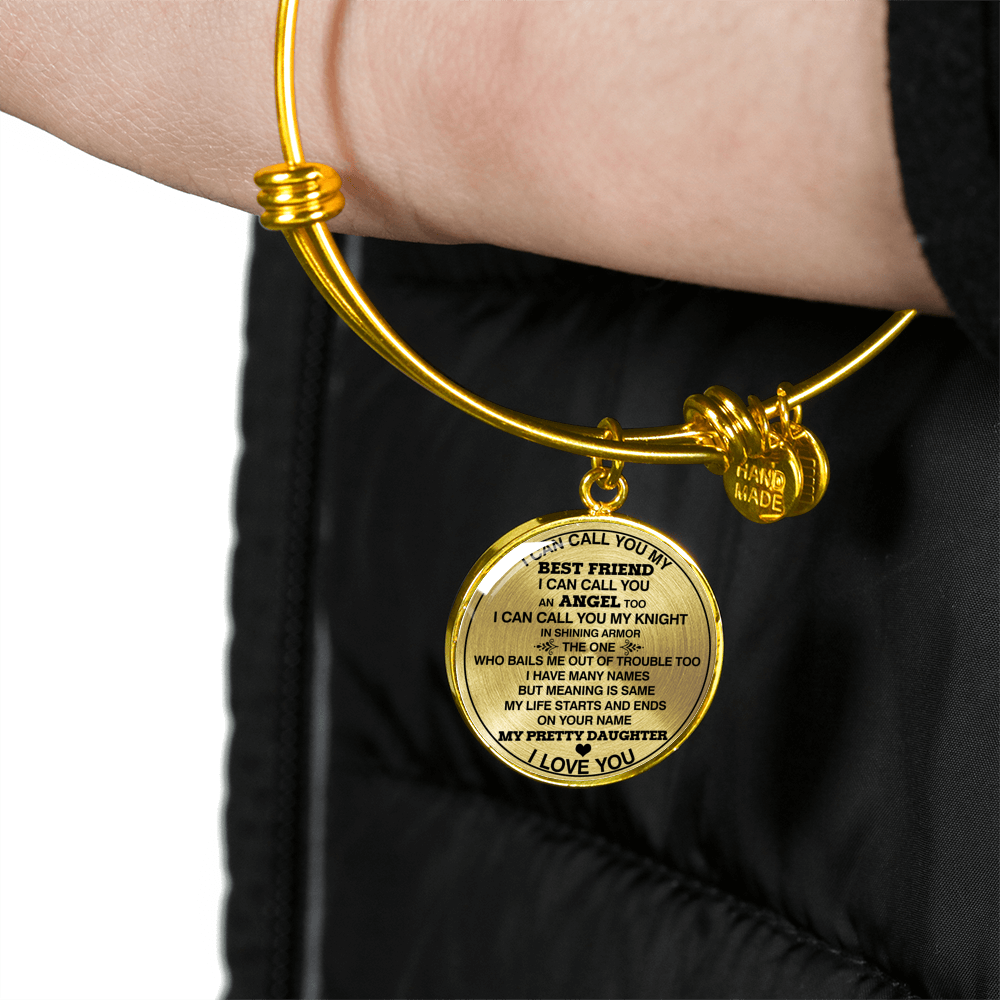 FOR MY PRETTY DAUGHTER - NECKLACE & BANGLE - 18K GOLD FINISH & SILVER