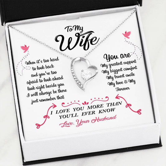 TO MY WIFE - YOU ARE MY GREATEST SUPPORT - FOREVER LOVE HEART NECKLACE
