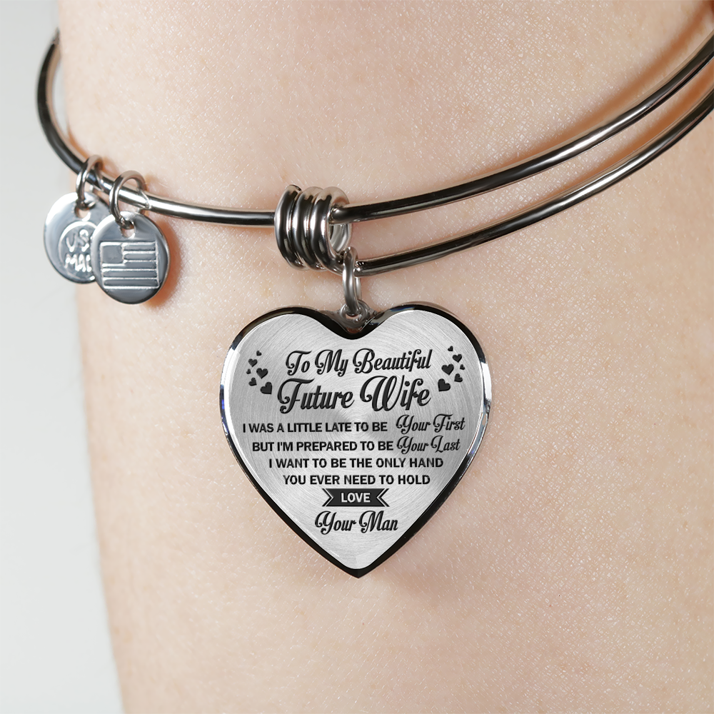 TO MY BEAUTIFUL FUTURE WIFE - NECKLACE & BANGLE - SILVER & REAL 18K GOLD FINISH