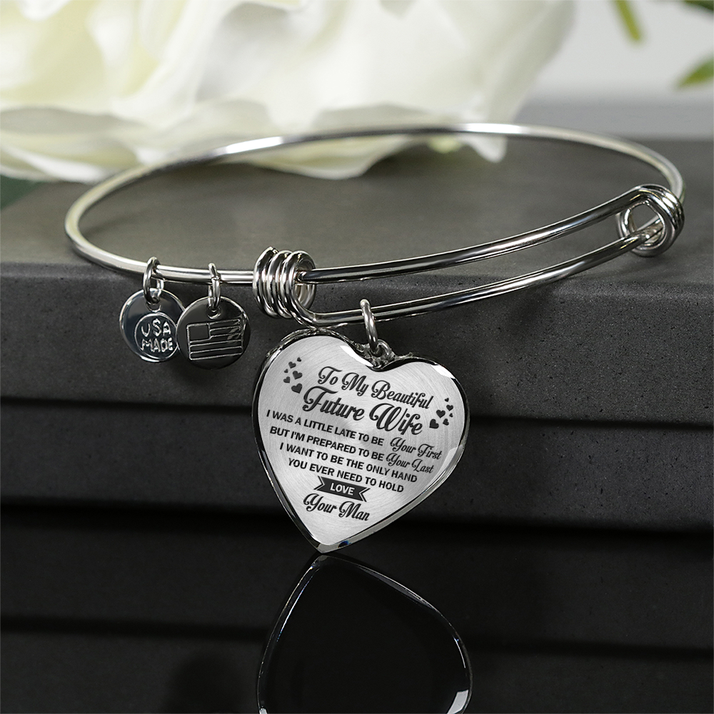 TO MY BEAUTIFUL FUTURE WIFE - NECKLACE & BANGLE - SILVER & REAL 18K GOLD FINISH