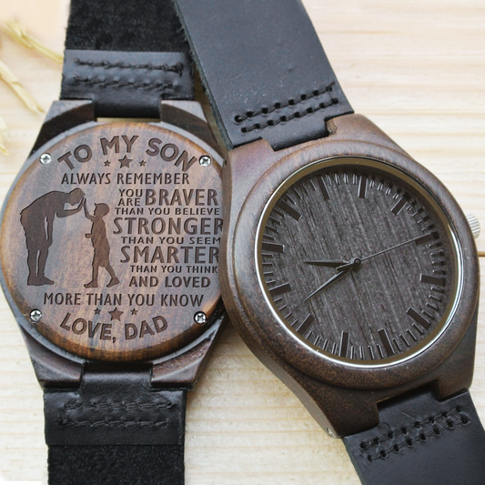 SON DAD - ALWAYS REMEMBER - WOOD WATCH